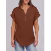 imageANRABESS Womens Short Sleeve Henley Tops V Neck Dressy Casual Blouses Summer Trendy Tee Shirts 2026 Vacation Fashion ClothesMaple Brown