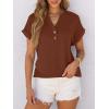 imageANRABESS Womens Short Sleeve Henley Tops V Neck Dressy Casual Blouses Summer Trendy Tee Shirts 2026 Vacation Fashion ClothesMaple Brown