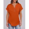 imageANRABESS Womens Short Sleeve Henley Tops V Neck Dressy Casual Blouses Summer Trendy Tee Shirts 2026 Vacation Fashion ClothesOrange