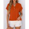 imageANRABESS Womens Short Sleeve Henley Tops V Neck Dressy Casual Blouses Summer Trendy Tee Shirts 2026 Vacation Fashion ClothesOrange