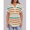 imageANRABESS Womens Short Sleeve Henley Tops V Neck Dressy Casual Blouses Summer Trendy Tee Shirts 2026 Vacation Fashion ClothesOrange Lake Strip