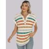 imageANRABESS Womens Short Sleeve Henley Tops V Neck Dressy Casual Blouses Summer Trendy Tee Shirts 2026 Vacation Fashion ClothesOrange Lake Strip