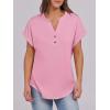 imageANRABESS Womens Short Sleeve Henley Tops V Neck Dressy Casual Blouses Summer Trendy Tee Shirts 2026 Vacation Fashion ClothesPink