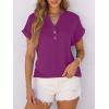 imageANRABESS Womens Short Sleeve Henley Tops V Neck Dressy Casual Blouses Summer Trendy Tee Shirts 2026 Vacation Fashion ClothesPurple