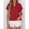imageANRABESS Womens Short Sleeve Henley Tops V Neck Dressy Casual Blouses Summer Trendy Tee Shirts 2026 Vacation Fashion ClothesRed