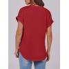 imageANRABESS Womens Short Sleeve Henley Tops V Neck Dressy Casual Blouses Summer Trendy Tee Shirts 2026 Vacation Fashion ClothesRed