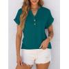 imageANRABESS Womens Short Sleeve Henley Tops V Neck Dressy Casual Blouses Summer Trendy Tee Shirts 2026 Vacation Fashion ClothesTeal