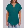 imageANRABESS Womens Short Sleeve Henley Tops V Neck Dressy Casual Blouses Summer Trendy Tee Shirts 2026 Vacation Fashion ClothesTeal