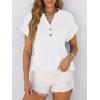 imageANRABESS Womens Short Sleeve Henley Tops V Neck Dressy Casual Blouses Summer Trendy Tee Shirts 2026 Vacation Fashion ClothesWhite