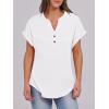 imageANRABESS Womens Short Sleeve Henley Tops V Neck Dressy Casual Blouses Summer Trendy Tee Shirts 2026 Vacation Fashion ClothesWhite