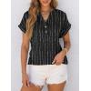 imageANRABESS Womens Short Sleeve Henley Tops V Neck Dressy Casual Blouses Summer Trendy Tee Shirts 2026 Vacation Fashion ClothesWhite Black Strip