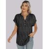 imageANRABESS Womens Short Sleeve Henley Tops V Neck Dressy Casual Blouses Summer Trendy Tee Shirts 2026 Vacation Fashion ClothesWhite Black Strip
