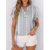 imageANRABESS Womens Short Sleeve Henley Tops V Neck Dressy Casual Blouses Summer Trendy Tee Shirts 2026 Vacation Fashion ClothesWhite Grey Strip