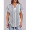 imageANRABESS Womens Short Sleeve Henley Tops V Neck Dressy Casual Blouses Summer Trendy Tee Shirts 2026 Vacation Fashion ClothesWhite Grey Strip