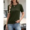 imageANRABESS Womens Short Sleeve Sweater Summer Sweaters Top Dressy Scalloped Loose Business Casual Vacation Outfits 2026Army Green