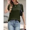 imageANRABESS Womens Short Sleeve Sweater Summer Sweaters Top Dressy Scalloped Loose Business Casual Vacation Outfits 2026Army Green