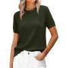 imageANRABESS Womens Short Sleeve Sweater Summer Sweaters Top Dressy Scalloped Loose Business Casual Vacation Outfits 2026Army Green