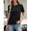 imageANRABESS Womens Short Sleeve Sweater Summer Sweaters Top Dressy Scalloped Loose Business Casual Vacation Outfits 2026Black