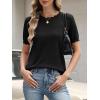 imageANRABESS Womens Short Sleeve Sweater Summer Sweaters Top Dressy Scalloped Loose Business Casual Vacation Outfits 2026Black