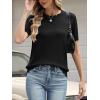 imageANRABESS Womens Short Sleeve Sweater Summer Sweaters Top Dressy Scalloped Loose Business Casual Vacation Outfits 2026Black