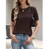imageANRABESS Womens Short Sleeve Sweater Summer Sweaters Top Dressy Scalloped Loose Business Casual Vacation Outfits 2026Chocolate Brown