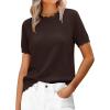 imageANRABESS Womens Short Sleeve Sweater Summer Sweaters Top Dressy Scalloped Loose Business Casual Vacation Outfits 2026Chocolate Brown