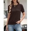 imageANRABESS Womens Short Sleeve Sweater Summer Sweaters Top Dressy Scalloped Loose Business Casual Vacation Outfits 2026Chocolate Brown