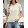 imageANRABESS Womens Short Sleeve Sweater Summer Sweaters Top Dressy Scalloped Loose Business Casual Vacation Outfits 2026Cream White