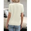 imageANRABESS Womens Short Sleeve Sweater Summer Sweaters Top Dressy Scalloped Loose Business Casual Vacation Outfits 2026Cream White