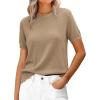 imageANRABESS Womens Short Sleeve Sweater Summer Sweaters Top Dressy Scalloped Loose Business Casual Vacation Outfits 2026Khaki
