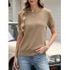 imageANRABESS Womens Short Sleeve Sweater Summer Sweaters Top Dressy Scalloped Loose Business Casual Vacation Outfits 2026Khaki