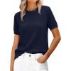 imageANRABESS Womens Short Sleeve Sweater Summer Sweaters Top Dressy Scalloped Loose Business Casual Vacation Outfits 2026Navy Blue