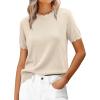 imageANRABESS Womens Short Sleeve Sweater Summer Sweaters Top Dressy Scalloped Loose Business Casual Vacation Outfits 2026Parchment