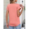 imageANRABESS Womens Short Sleeve Tops Boho V Neck Lace Shirts Dressy Casual Blouses Summer Cute Tunic 2026 Trendy Fashion ClothesCoral