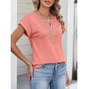 imageANRABESS Womens Short Sleeve Tops Boho V Neck Lace Shirts Dressy Casual Blouses Summer Cute Tunic 2026 Trendy Fashion ClothesCoral