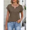 imageANRABESS Womens Short Sleeve Tops Boho V Neck Lace Shirts Dressy Casual Blouses Summer Cute Tunic 2026 Trendy Fashion ClothesGray Taupe