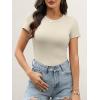 imageANRABESS Womens Short Sleeve Tops Built in Bra 2026 Summer T Shirts Slim Fitted Going Out Y2K Basic Tee Vacation ClothesBeige