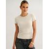 imageANRABESS Womens Short Sleeve Tops Built in Bra 2026 Summer T Shirts Slim Fitted Going Out Y2K Basic Tee Vacation ClothesBeige