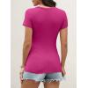 imageANRABESS Womens Short Sleeve Tops Built in Bra 2026 Summer T Shirts Slim Fitted Going Out Y2K Basic Tee Vacation ClothesHot Pink
