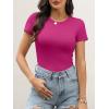 imageANRABESS Womens Short Sleeve Tops Built in Bra 2026 Summer T Shirts Slim Fitted Going Out Y2K Basic Tee Vacation ClothesHot Pink