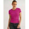 imageANRABESS Womens Short Sleeve Tops Built in Bra 2026 Summer T Shirts Slim Fitted Going Out Y2K Basic Tee Vacation ClothesHot Pink