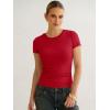 imageANRABESS Womens Short Sleeve Tops Built in Bra 2026 Summer T Shirts Slim Fitted Going Out Y2K Basic Tee Vacation ClothesRed