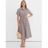 imageANRABESS Womens Summer Midi Dress Short Sleeve Striped Plaid Button Collar Shirt Dresses 2026 Casual Beach Vacation ClothesBrown White Plaid