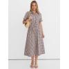 imageANRABESS Womens Summer Midi Dress Short Sleeve Striped Plaid Button Collar Shirt Dresses 2026 Casual Beach Vacation ClothesBrown White Plaid