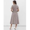 imageANRABESS Womens Summer Midi Dress Short Sleeve Striped Plaid Button Collar Shirt Dresses 2026 Casual Beach Vacation ClothesBrown White Plaid