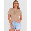 imageANRABESS Womens Summer Waffle Knit Tops Crew Neck Short Sleeve Casual Trendy Shirts Basic Tee Blouses 2026 Spring OutfitsKhaki