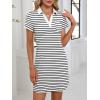 imageANRABESS Womens T Shirt Dresses Summer 2026 Casual Short Sleeve V Neck Mini Shift Dress Spring Trendy Beach Vacation ClothesWhite Black Stripe