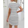 imageANRABESS Womens T Shirt Dresses Summer 2026 Casual Short Sleeve V Neck Mini Shift Dress Spring Trendy Beach Vacation ClothesWhite Black Stripe