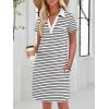 imageANRABESS Womens T Shirt Dresses Summer 2026 Casual Short Sleeve V Neck Mini Shift Dress Spring Trendy Beach Vacation ClothesWhite Black Stripe