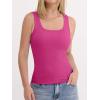 imageANRABESS Womens Tank Tops Built in Bra Summer Scoop Neck Sleeveless Basic Tee Ribbed Fitted Casual Shirts 2026 Trendy ClothesHot Pink